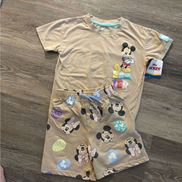 Disney Mickey Mouse Kids Shorts Set Easter Themed Sz 5T - Picture 1 of 3